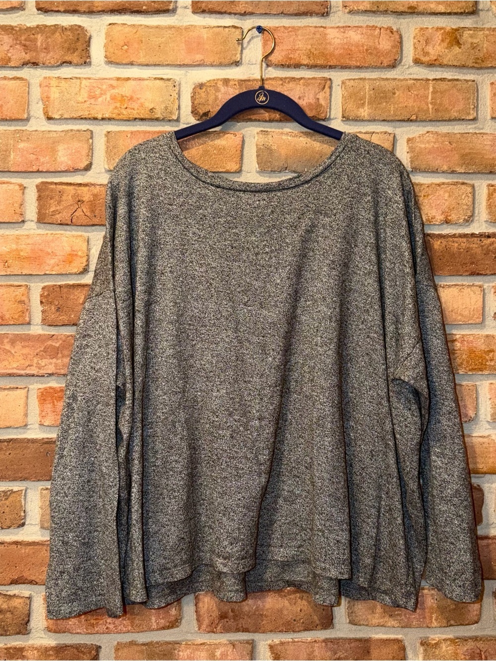 Eileen Fisher Heather Gray Long Sleeve Cotton Hemp Blend Top – Women’s Size 2X